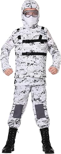 Miniatura 1 de Disfraz de soldado de camuflaje de invierno para niños, disfraz de camuflaje de nieve, Blanco