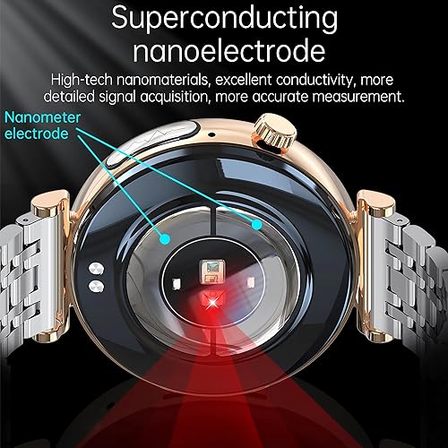 Miniatura 7 de Pard Reloj inteligente de lujo para parejas de 1.28 pulgadas, rastreador de actividad física con llamadas, monitor de sueño, frecuencia cardíaca