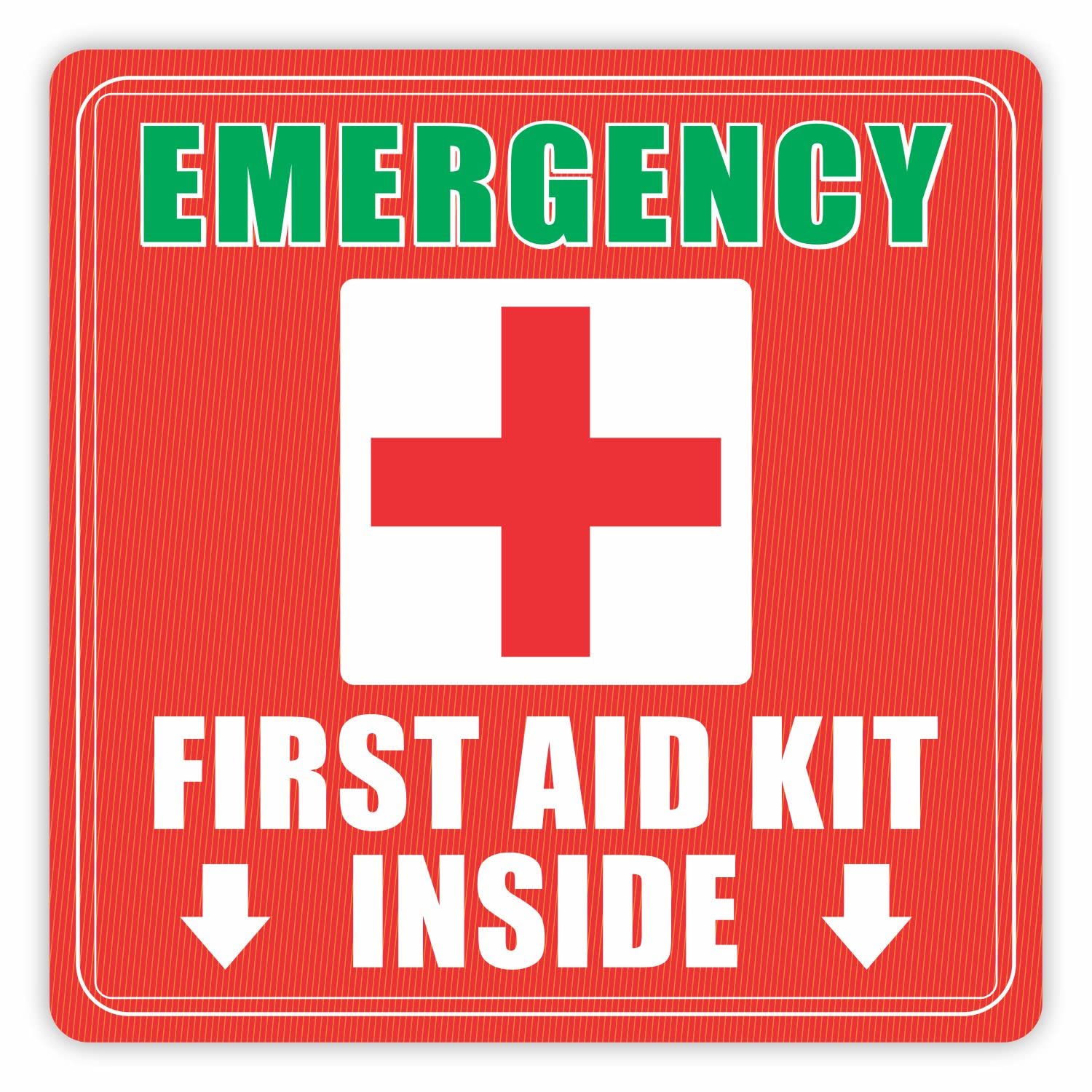 Buy First Aid Kit Inside Sticker (Pack of 12) 6" x 6" Large Emergency