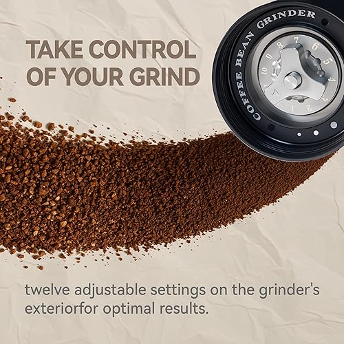 Miniatura 6 de Molinillo de café manual de 6 rebabas - Acero de alto carbono CNC420 fácil de usar, cuerpo de aluminio gris y tarro de vidrio, capacidad de 0.88 oz,