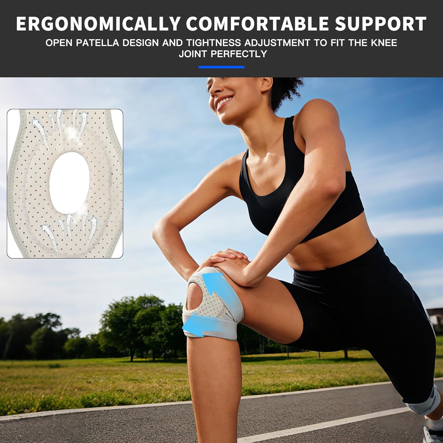 Professional Adjustable Knee Brace with Side Stabilizers – Features an Upgraded Massage Silicone Patella Ring for Enhanced Comfort | Supports Meniscus Tear, Arthritis, and Joint Pain Relief | Ideal for Injury Recovery, Running, and Workouts (Unisex) - Image 4