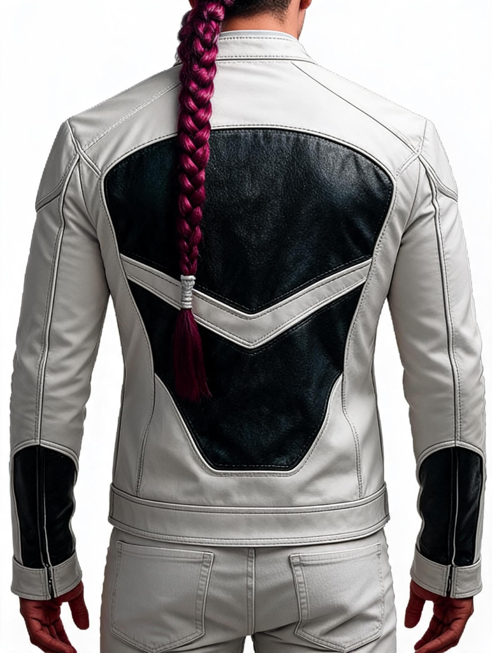 Chaqueta de cuero de alta calidad para hombre, de dos tonos, blanco y blanco, para motociclismo, ropa de calle