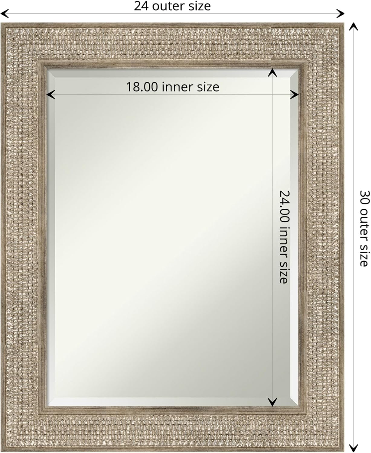 Amanti Art Bathroom Mirror for Over Sink, Vanity Mirror, Wood Frame, Hangs Horizonally and Vertically, Bathroom Wall Decor, Beveled Edge