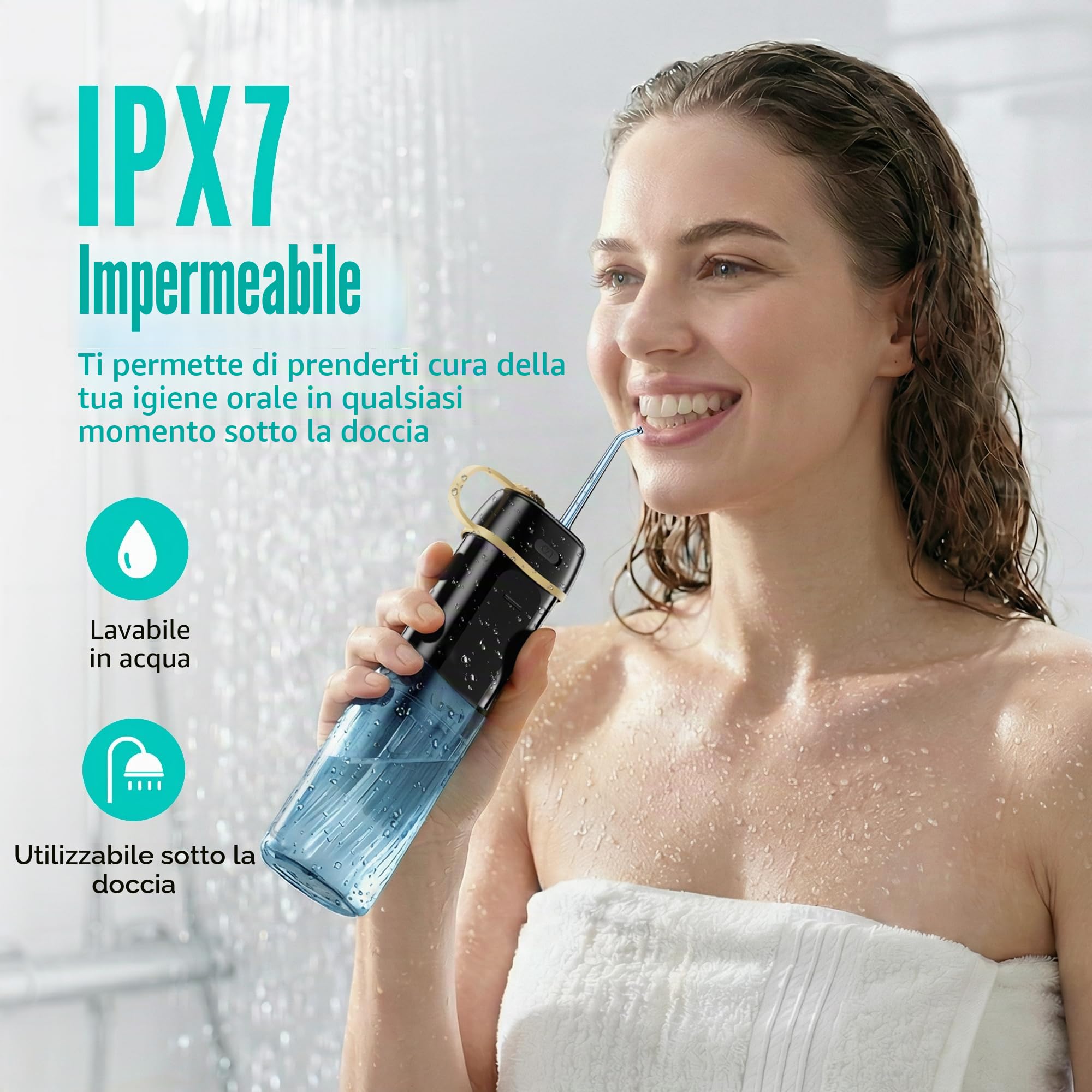 Runstar Dentale Portatile Denti, serbatoio portatile da 160 ml, quattro modalità (DIY/standard/pulso/morbido) - rimuove il 99% della placca dentale, adatto per chi porta l'apparecchio e per i viaggi.