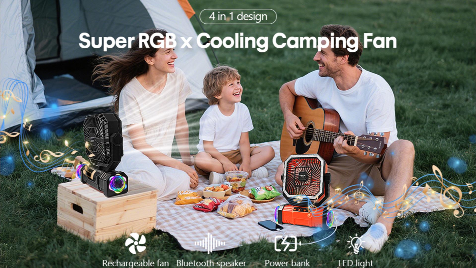 Amazon.com: Super RGB 20000mAh Portable Camping Fan W/Bluetooth