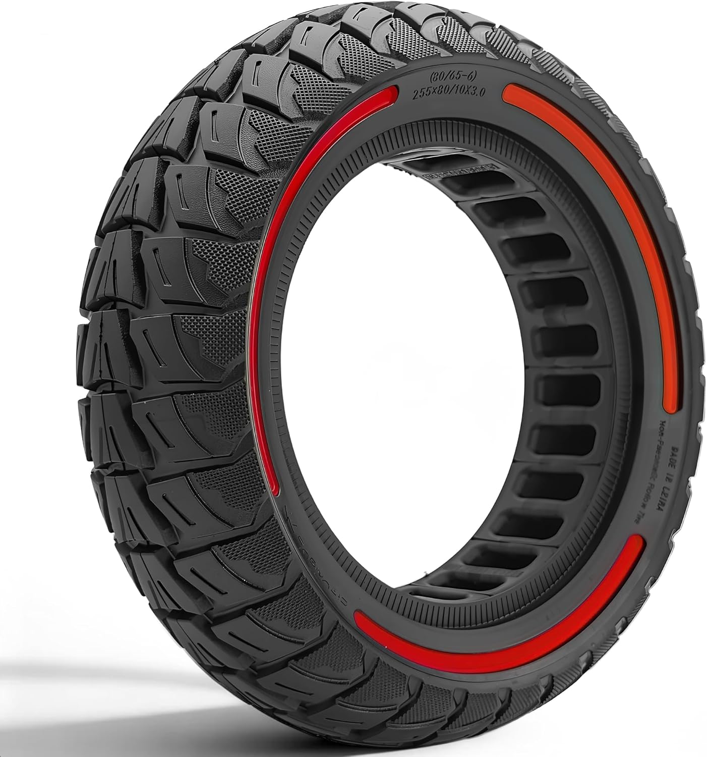 GYL 10x3/255x80 Solid Tire,80/65-6 Off-Road Tire for Varla Eagle One/Kaabo Wolf Warrior X Plus Electric Scooter,Red