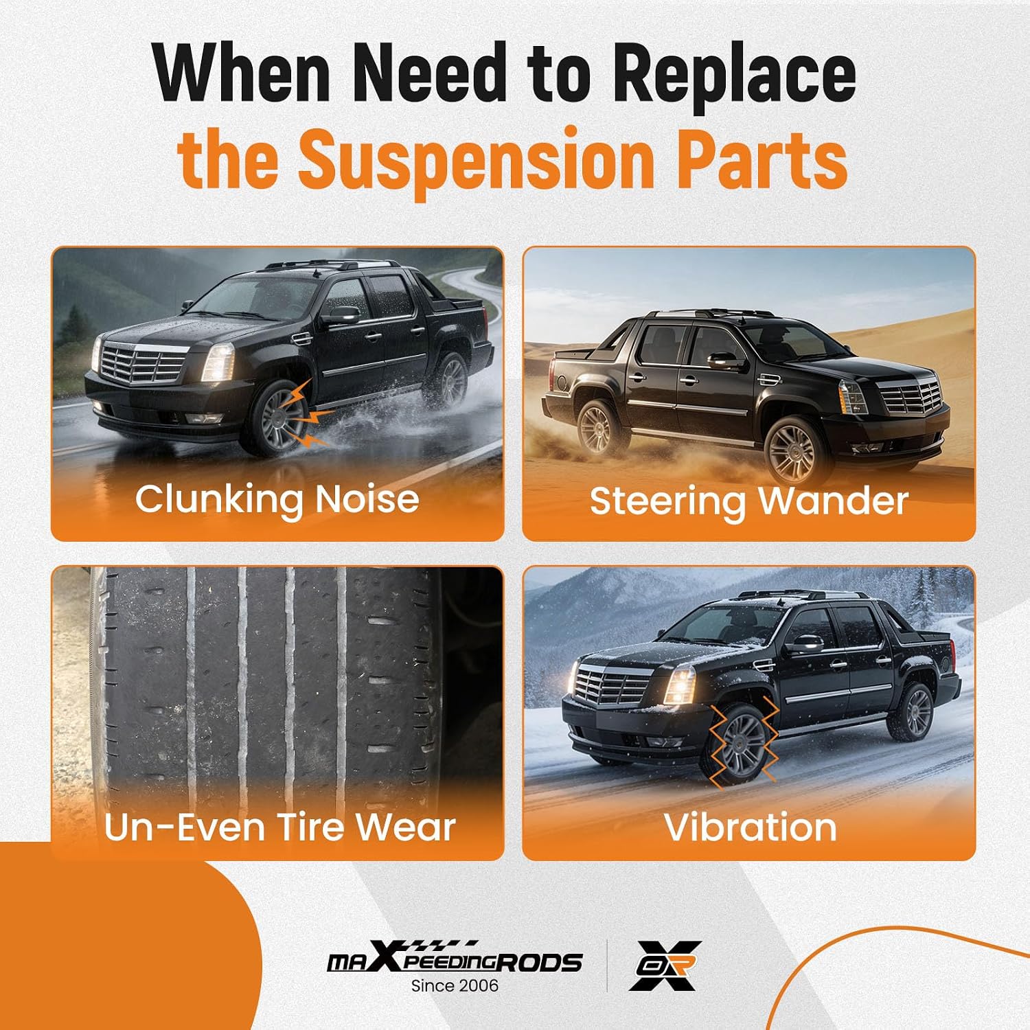 maXpeedingrods K6700 Rear Stabilizer Sway Bar Links with PU Bushing for Cadillac Escalade 2002-2020 Jeep Wrangler 2007-2017 Hummer H2 2003-2009 Chevy Tahoe Suburban Avalanche GMC Yukon XL