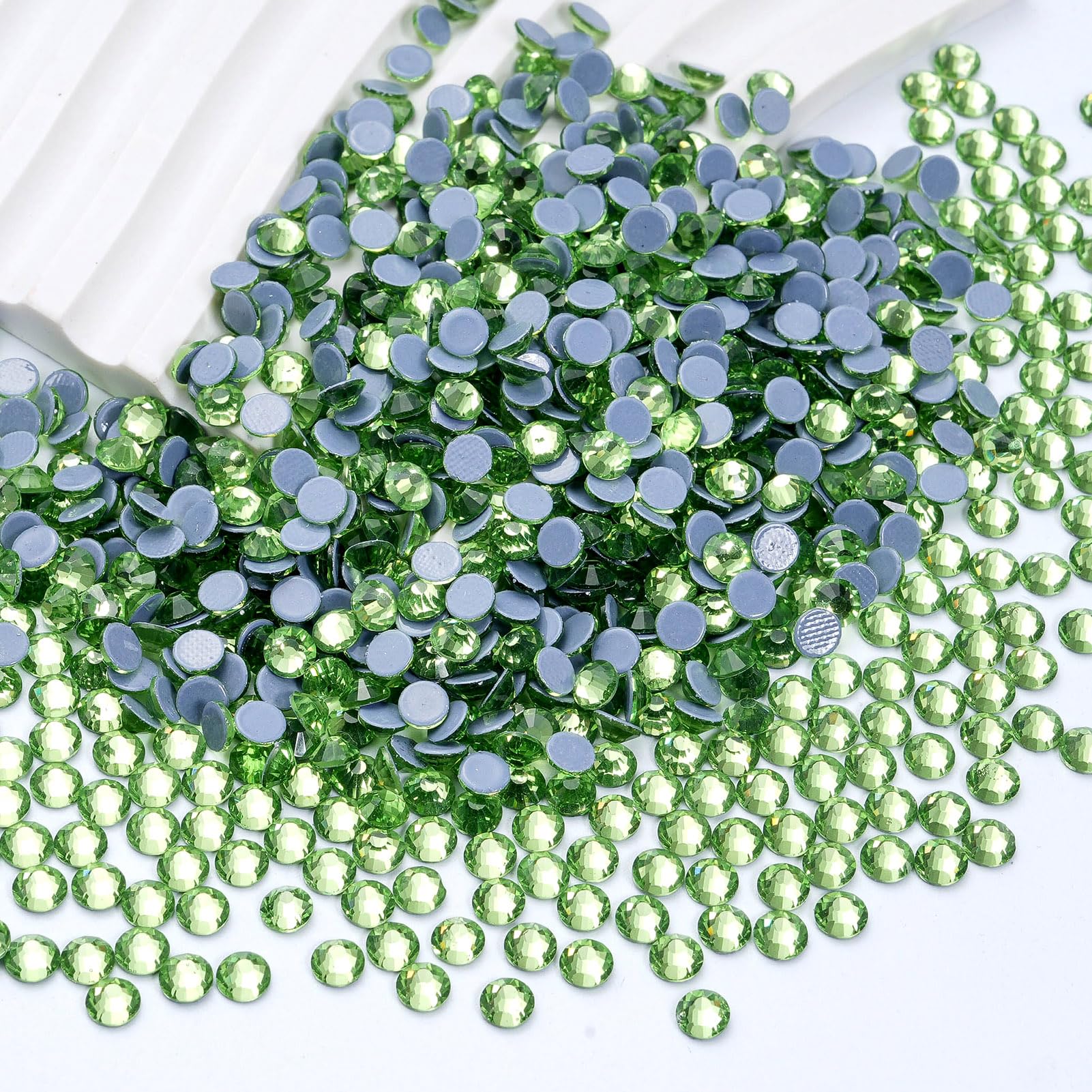 Hotfix Rhinestones Bulk, 14400PCS Light Green Hot Fix Rhinestones for Clothes DIY Decoration Crafts, Light Green, SS16, 3.8-4.0mm
