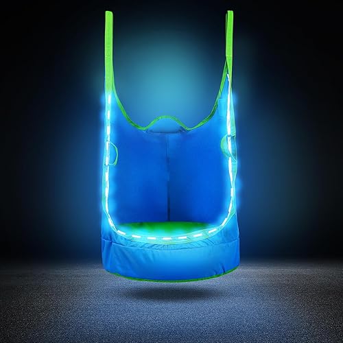 Silla columpio mejorada para niños, hamaca colgante para niños con luces LED, asiento de tela Oxford 900D para interiores y exteriores con todos los