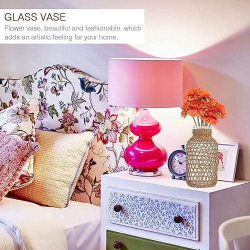 Miniatura 3 de BESPORTBLE Jarrón de botella de vidrio, marrón, rústico, resistente a la rotura, jarrón decorativo de granja para el hogar, jardín, oficina