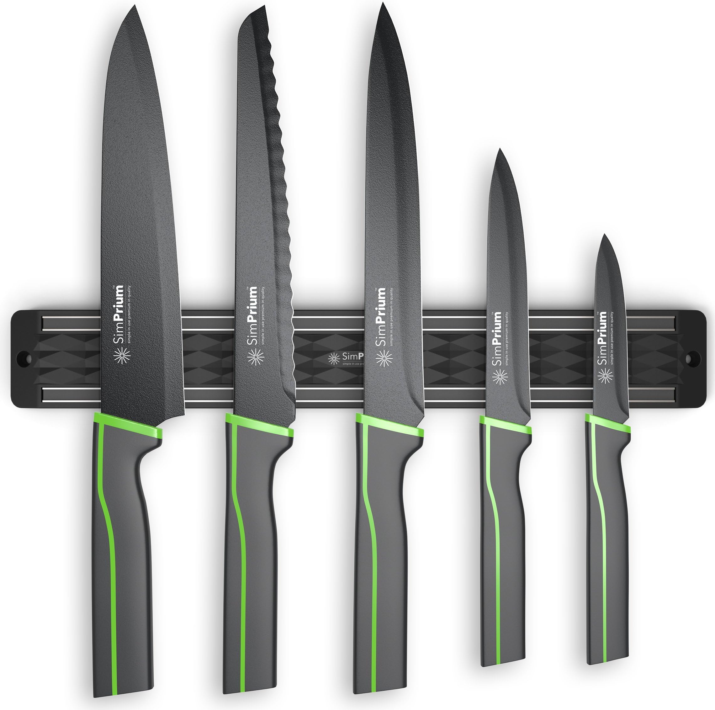 SimPrium - 13inch Magnetic Knife Strip - Multi Purpose Mountable Holder Best for Organizing Kitchen Utensils and Knives, Keys & Small DIY and Beauty Tools - Wall Storage Maximizer - Black