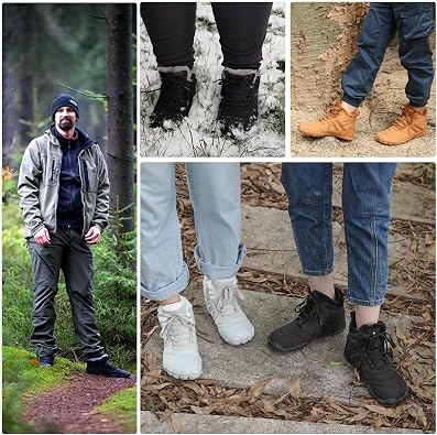 Mishansha Mens Womens Winter Barefoot Shoes Wide Toe Box Winter Boots Warm Lined Zero Drop Sole