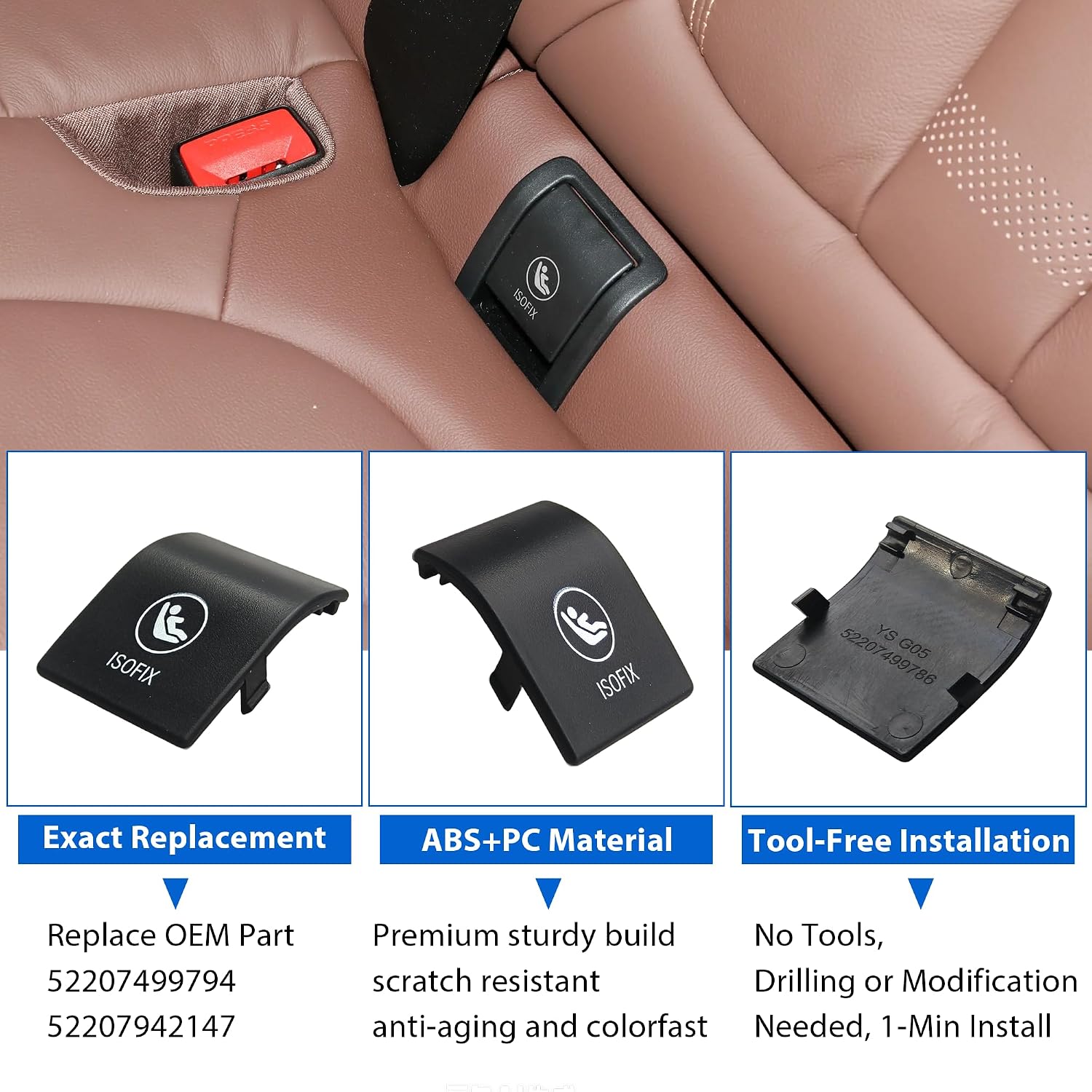 Child Seat Anchor Cover for BMW X5 G05 2019-2025 Rear Row ISOFIX Replacement for 52207499794 52207942147 Latck Restraint Hook Buckle (for X5 G05)