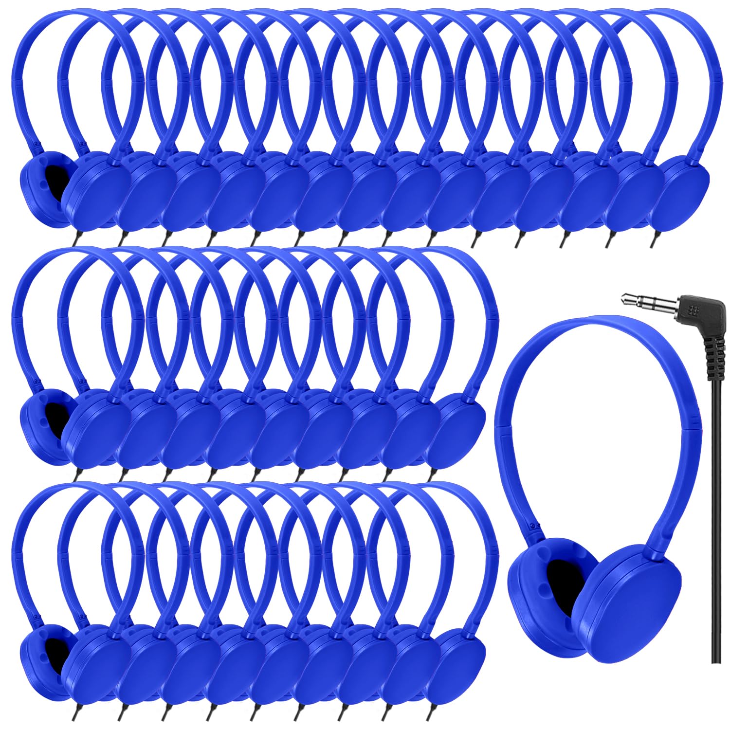durable wired headphones for kids in blue with 3.5mm jack