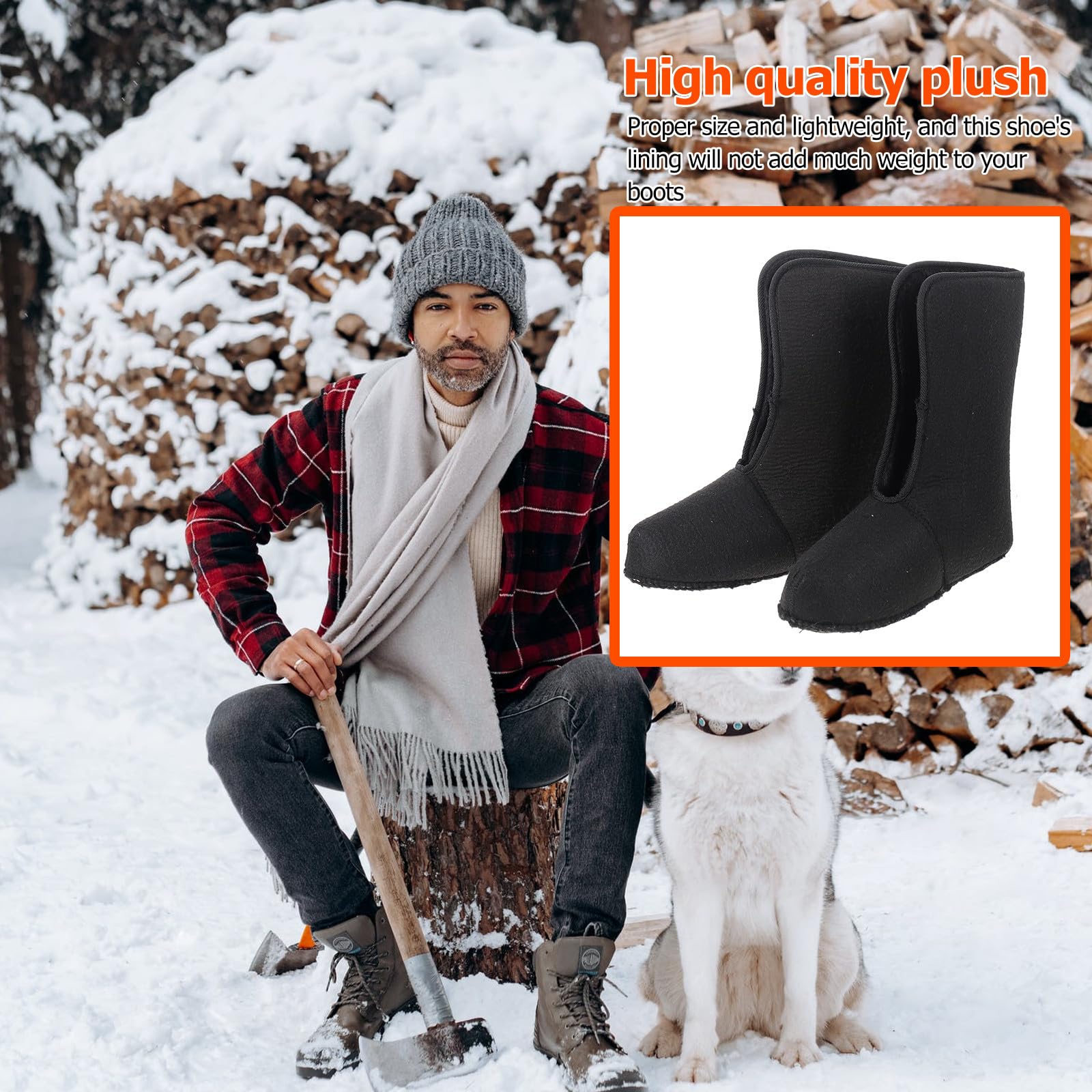 Warme Gefütterte Anglerstiefel mit Plüschfutter Leichtes und Gefrierverhinderndes Innenfutter für Jagd und Winter Schwarze Winterschuhe