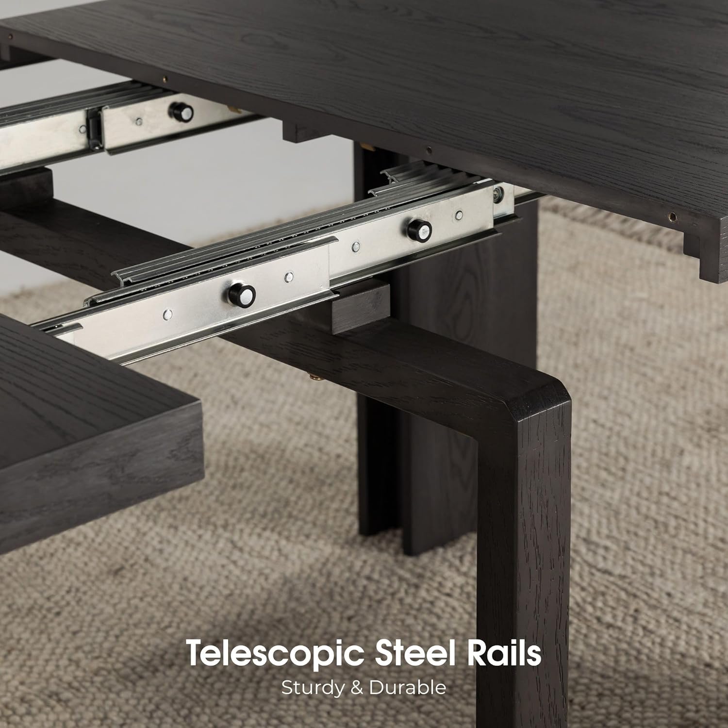 Transformer Table - Solid Wood Extendable Dining Table, Seats 2-12, Expandable Dining Room Table, Space-Saving Furniture, Expandable Dining Furniture, Black (Table Only)
