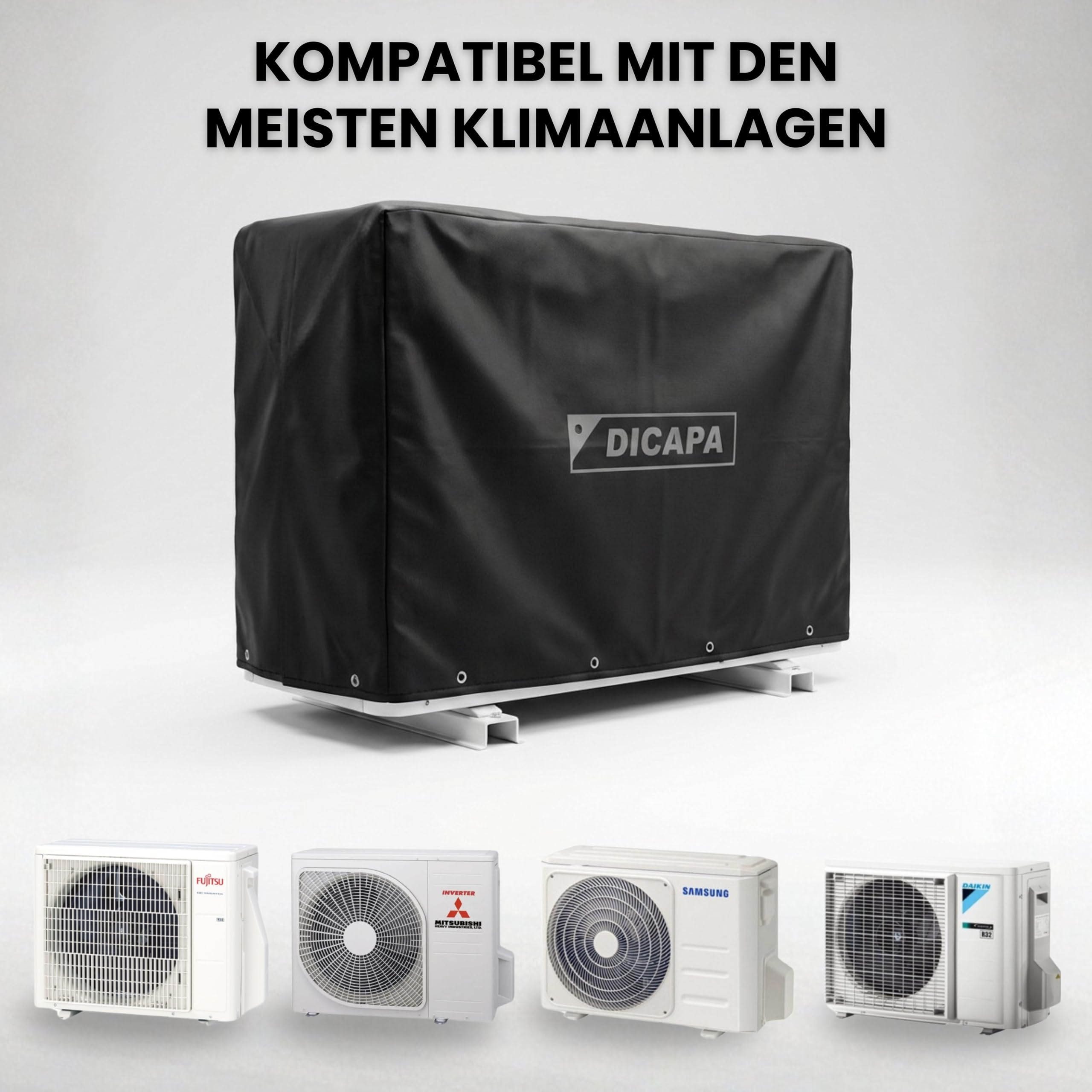 DICAPA Schutzhülle für Klimaanlagen, 90 cm x 55 cm x 30 cm, wasserdichtes und strapazierfähiges Material, Schwarz