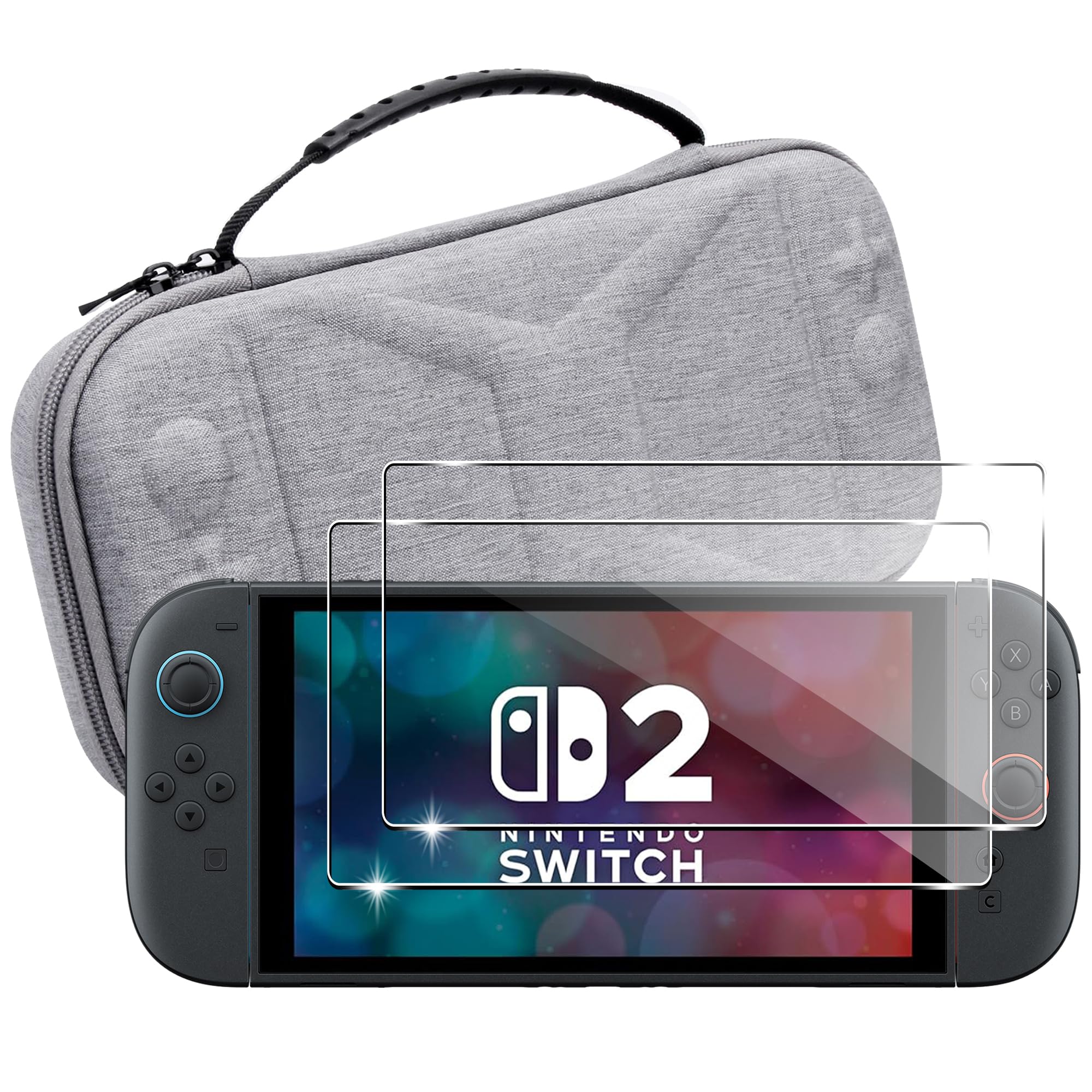 Lemxiee Custodia rigida per Nintendo Switch 2 Cover Accessori + [2 Pezzi] Pellicola Vetro Temperato per Nintendo Switch 2 2025,Protettiva Case