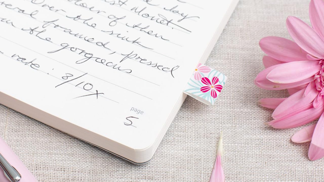 Matilda Myres Notebook | A5 Notebook with 192 Lined Pages | Secure Elastic Closure | Stunning Floral Cover Design with Detailed Lamination | 80gsm Ivory Paper | Work Notepad | Red Red