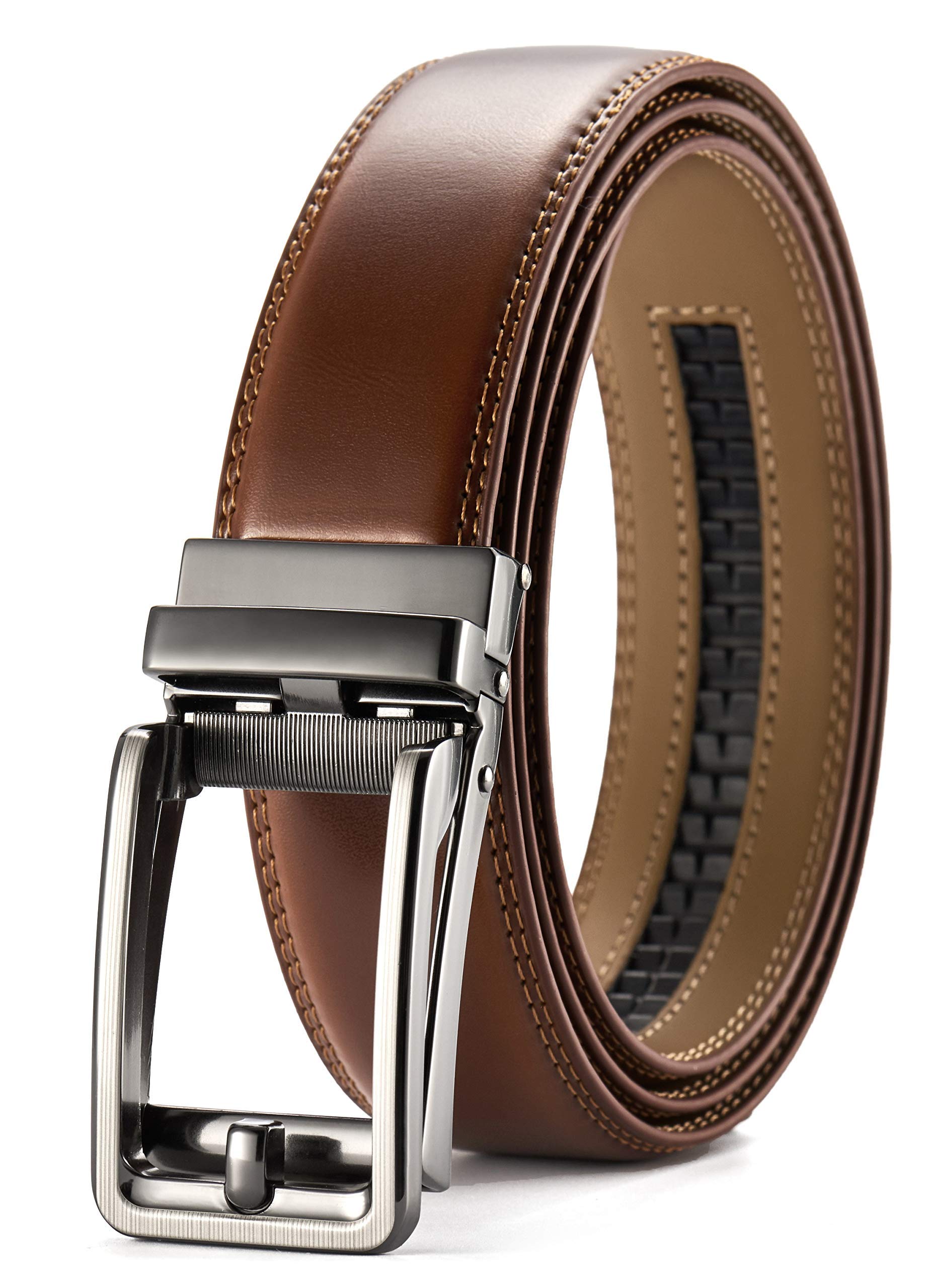 CHAOREN Cintura Uomo, Cintura Uomo Pelle Cricchetto Automatica Fibbia 35mm, Trim Regolabile per Adattars