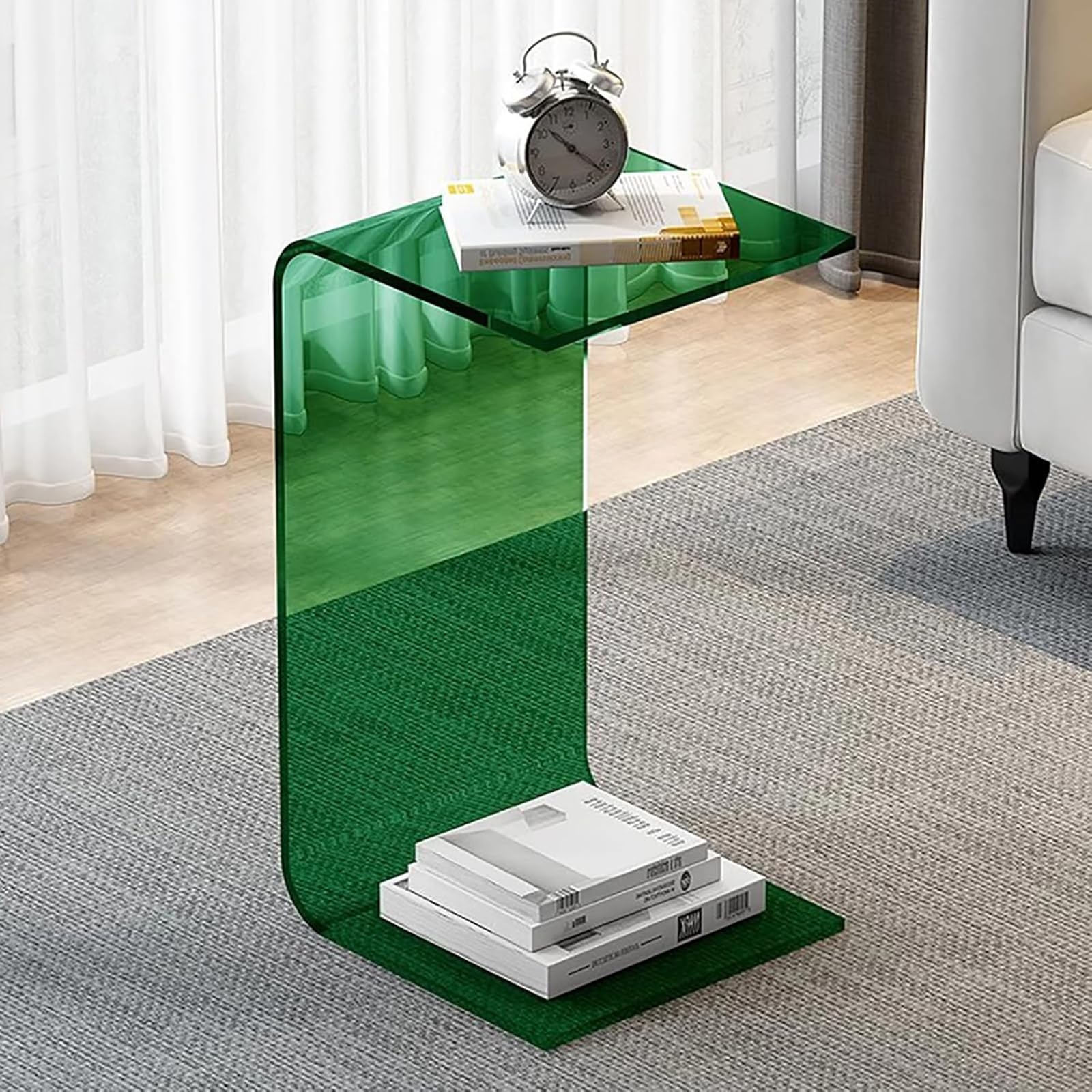 Mesa de centro transparente para sala de estar y aperitivos junto al sofá 1