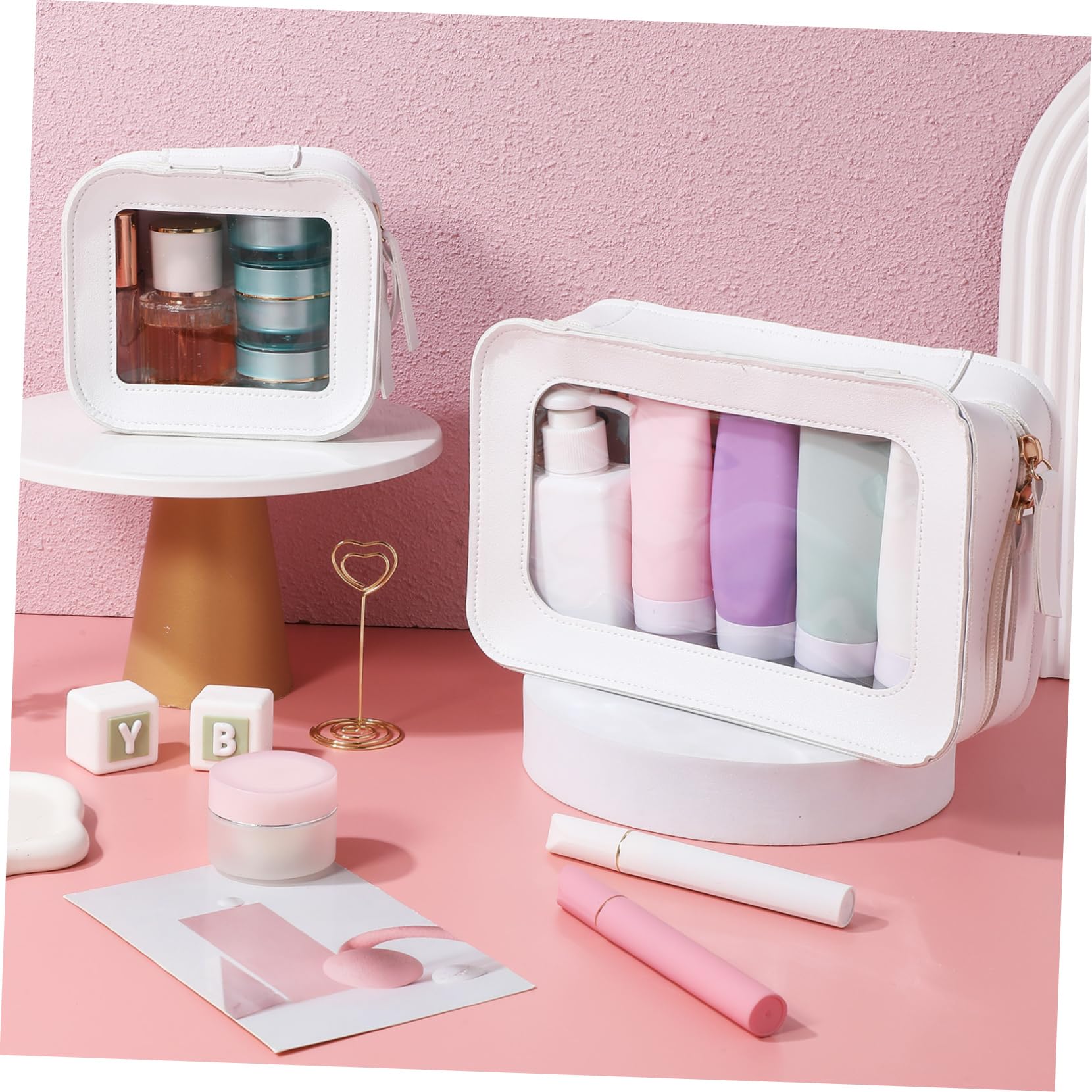 BESPORTBLE Borsa Porta Trucchi Trasparente in Pvc con Cerniera per Donna, Grande Capacità per Viaggio e Utilizzo Quotidiano