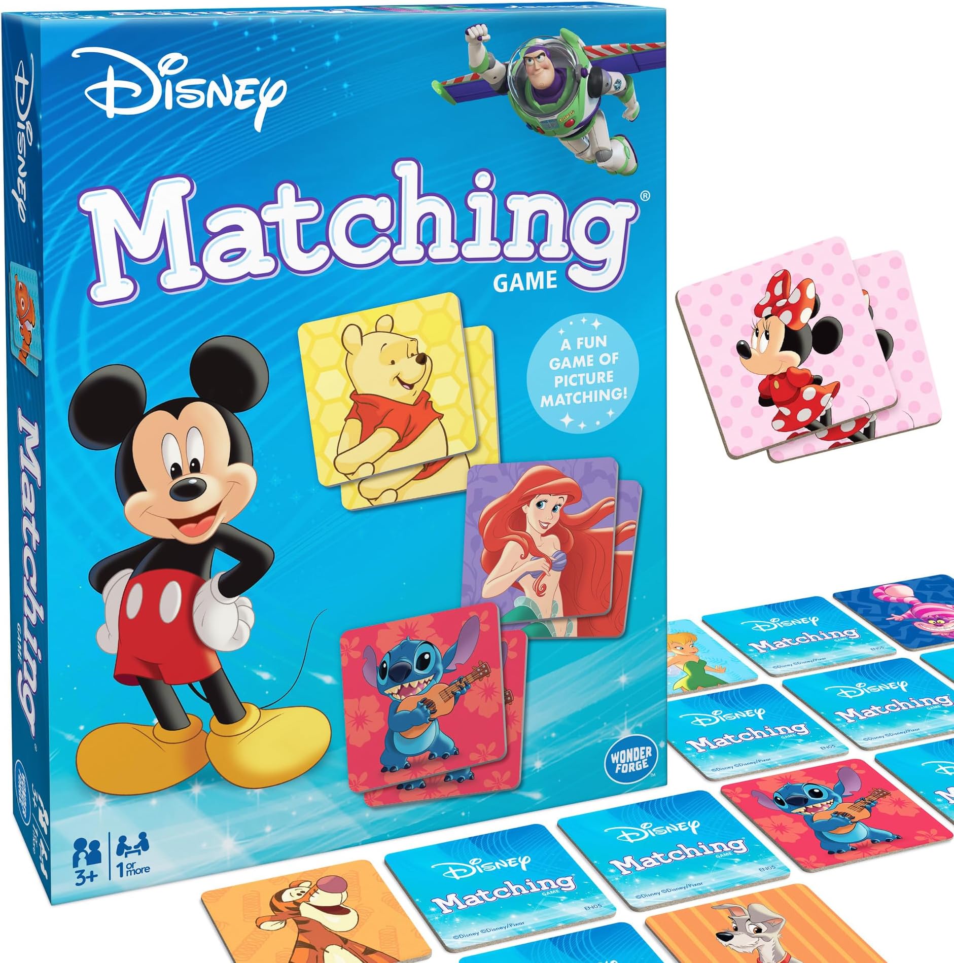 Wonder Forge Disney Classic Characters Matching Game by | For Boys & Girls Age 3 to 5 | A Fun & Fast Disney Memory Game for Kids | Mickey Mouse, Minnie Mouse, Donald Duck, and more, Blue