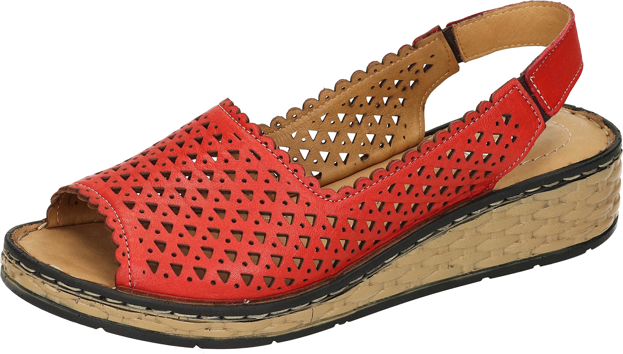 Manitu Women's 910163-04 Sandal, red, 8 UK