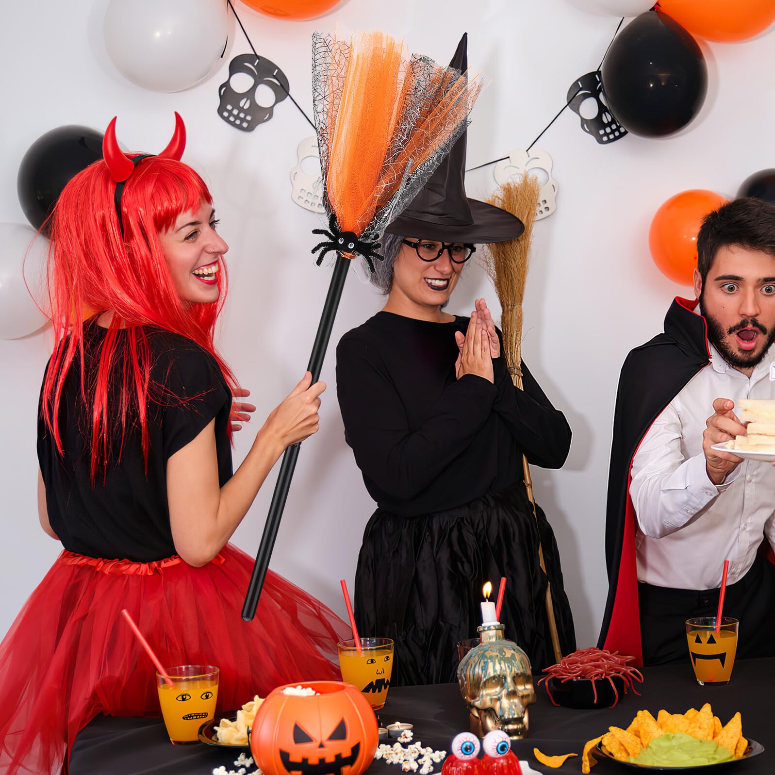 SUPVOX Scopa da Strega per Halloween Cosplay, Giocattolo Leggero in Plastica e Garza, Priva di Punte e Facile da Impugnare per Bambini