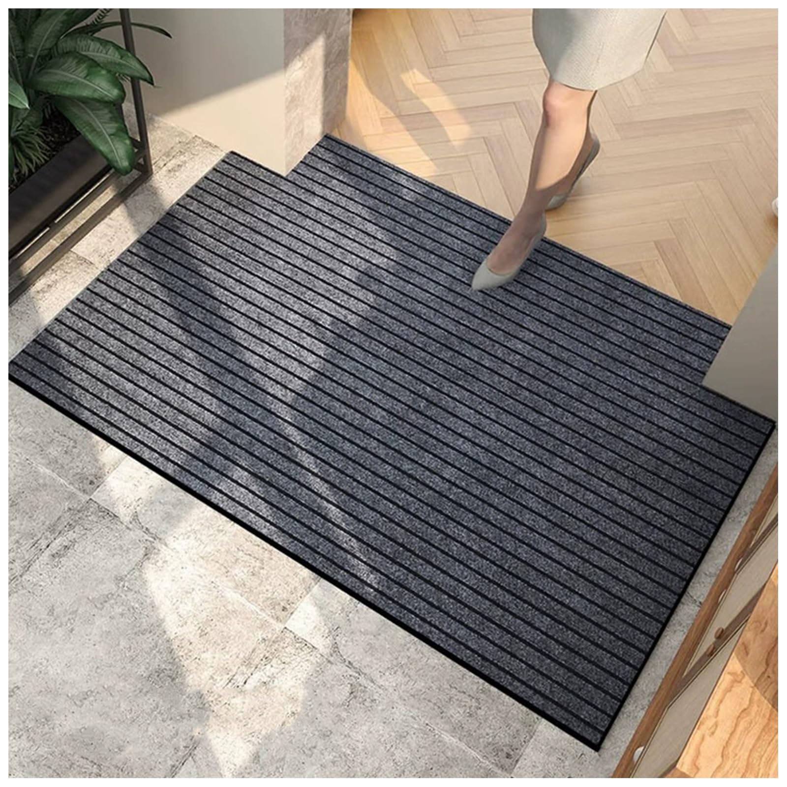 Tapis d'entrée 70x150 cm extra plat pour intérieur et extérieur