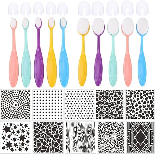 Juego de 10 pinceles de mezcla de tinta, licuadora de herramientas, manualidades, papel, fondo, pinceles de mezcla de tinta con 10 piezas de