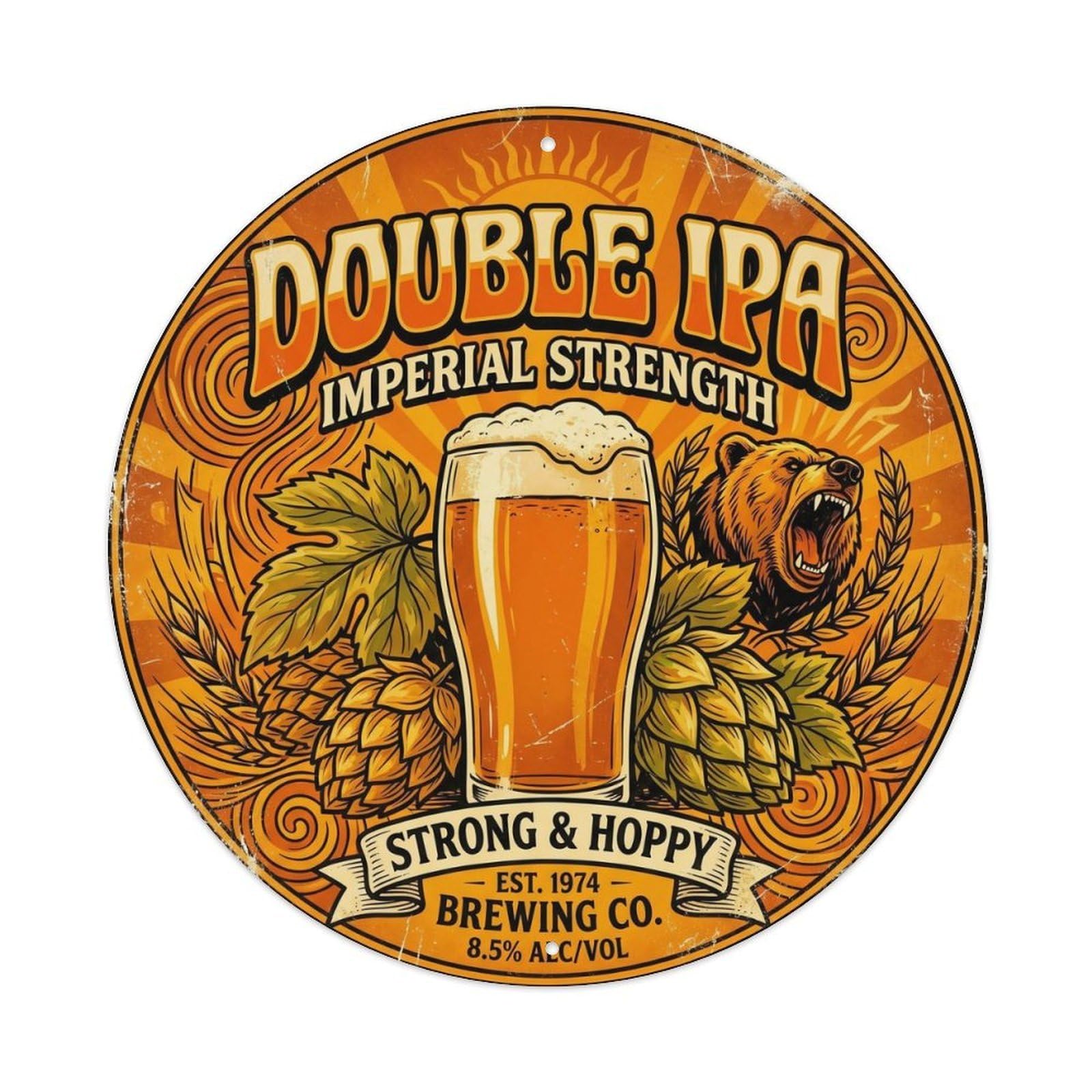 Traditional Double IPA Craft Beer Barrel Brew Keg Tap Metal Tin Sign