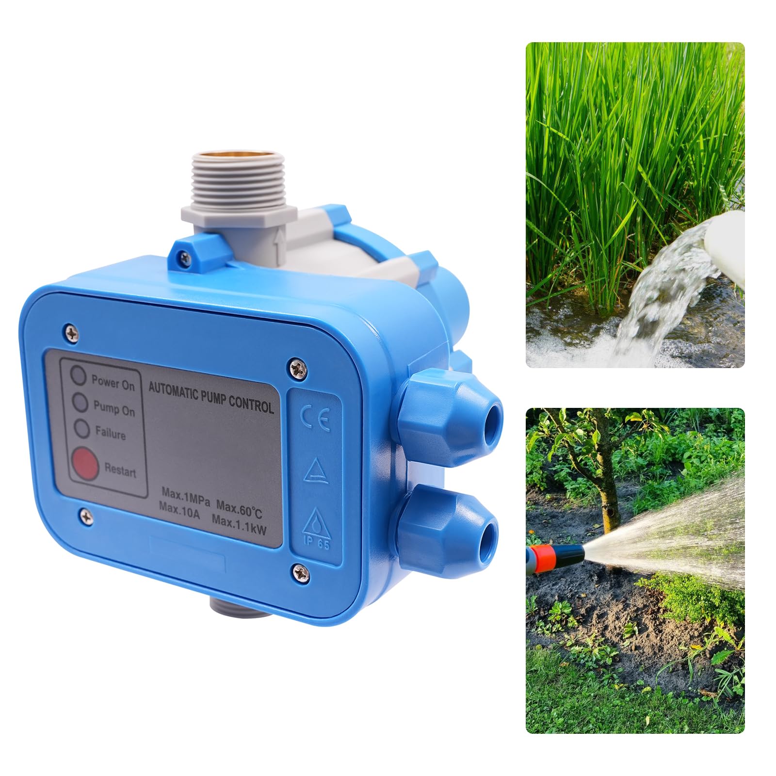 Régulateur de pression automatique de la pompe à eau | Contrôle intelligent pour pompes à eau différentes applications de pompe | IP65 | 110-240 V | Raccord G1" | 1,1 kW | Pression de travail 10 bar