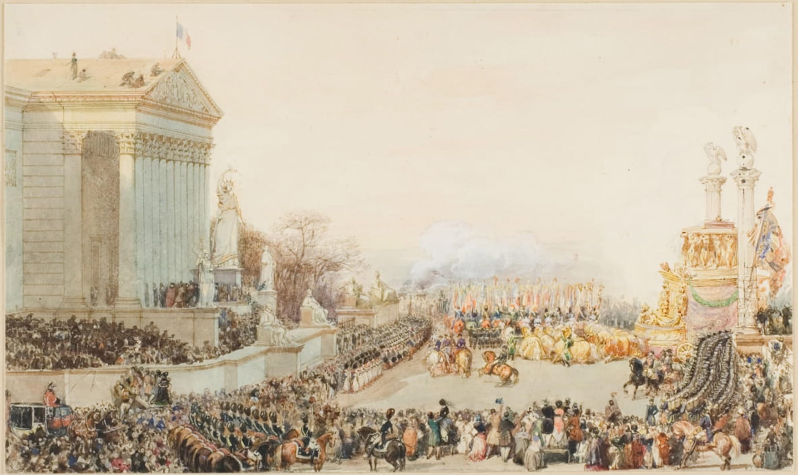 ARTXLXXBN Famous Prints Artwork Pictures Poster Painting Art the Translation of the Ashes of Napoleon December by Eugene Louis Lami Artwork Landscape Pictures for Home Decor 60x90cm