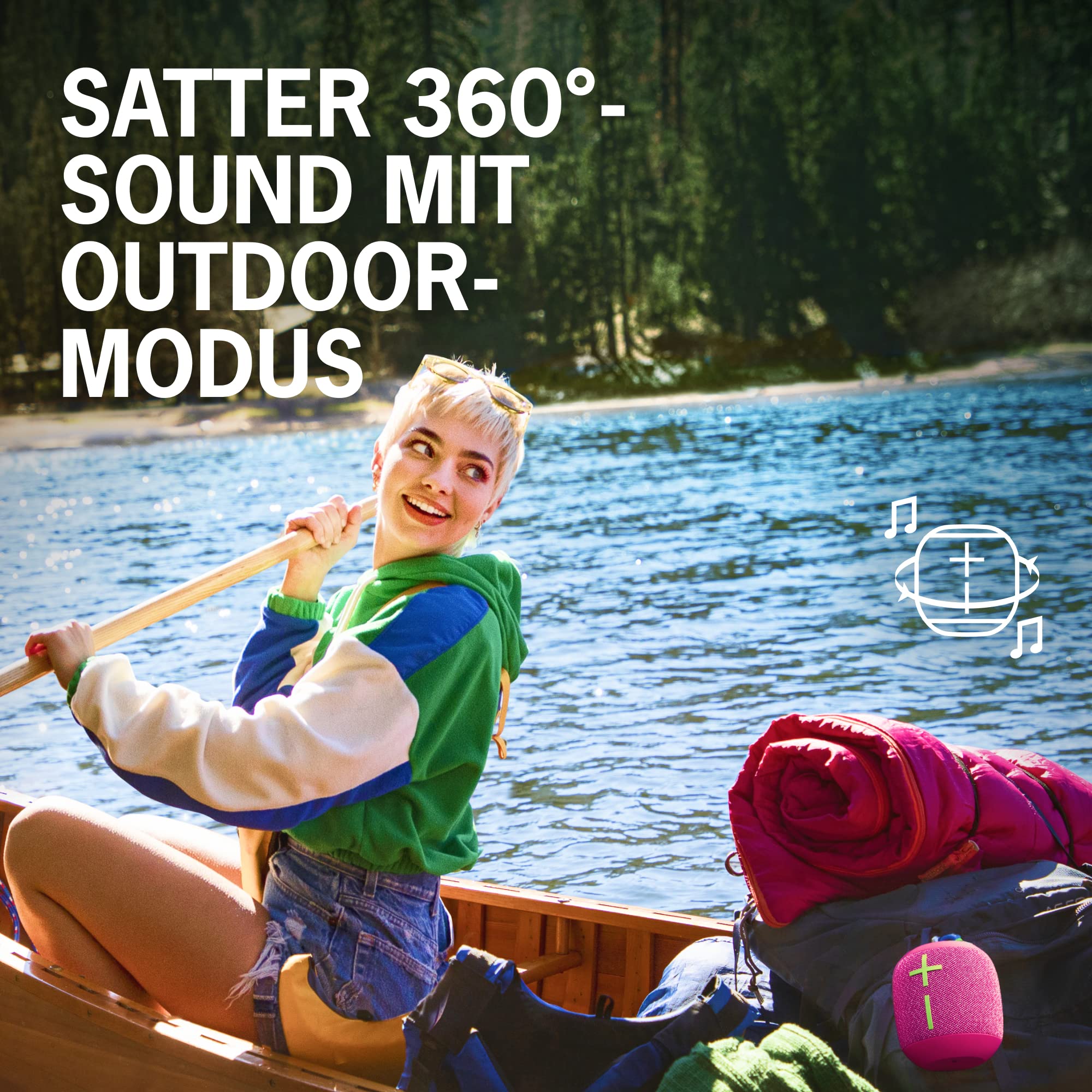Ultimate Ears WONDERBOOM 3 Portable Bluetooth Speaker, Rich Bass 360 Degree Sound, Waterproof, Dustproof IP67, Floatable, 40 m Range - Blue