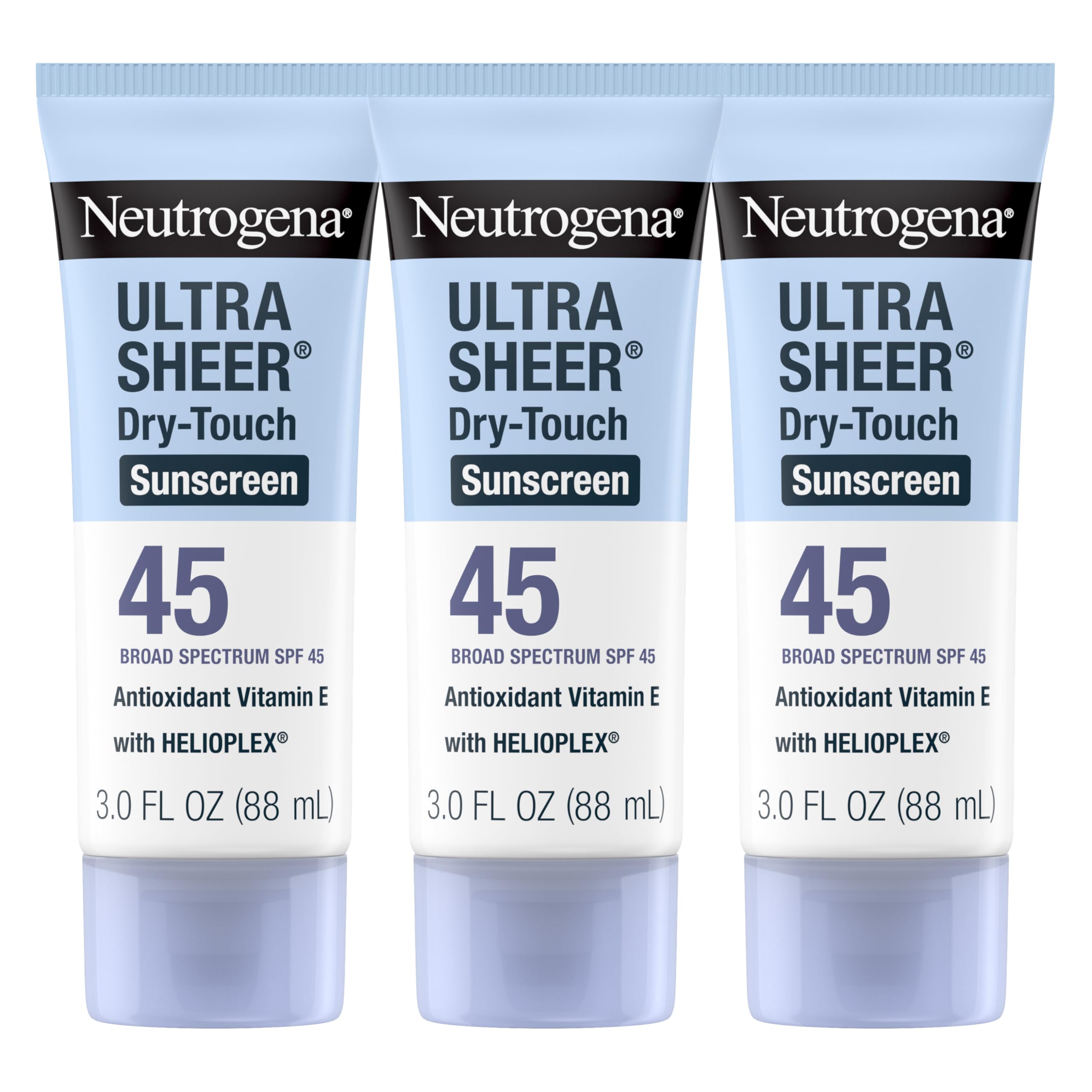 Neutrogena Ultra Sheer Dry-Touch Sunscreen For Face & Body, SPF 45 Broad Spectrum UVA/UVB Protection, Lightweight Water Resistant & Non-Greasy, Travel