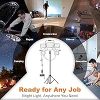 Vista 4 de 31000Lumen LED Work Light 260w with Tripod Stand Work Lights 5 Head Portable Work Light with Anti-Glare Lenses,19.7ft Power Cord, Height Adjustable