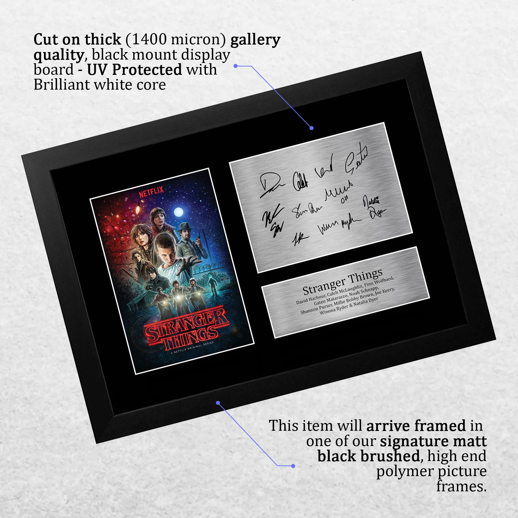 HWC Trading Strange Hawkins Thing Cast Millie Bobby Brown Gifts Printed Signed Autograph Picture for TV Memorabilia Fans - A4 Framed - Image 3