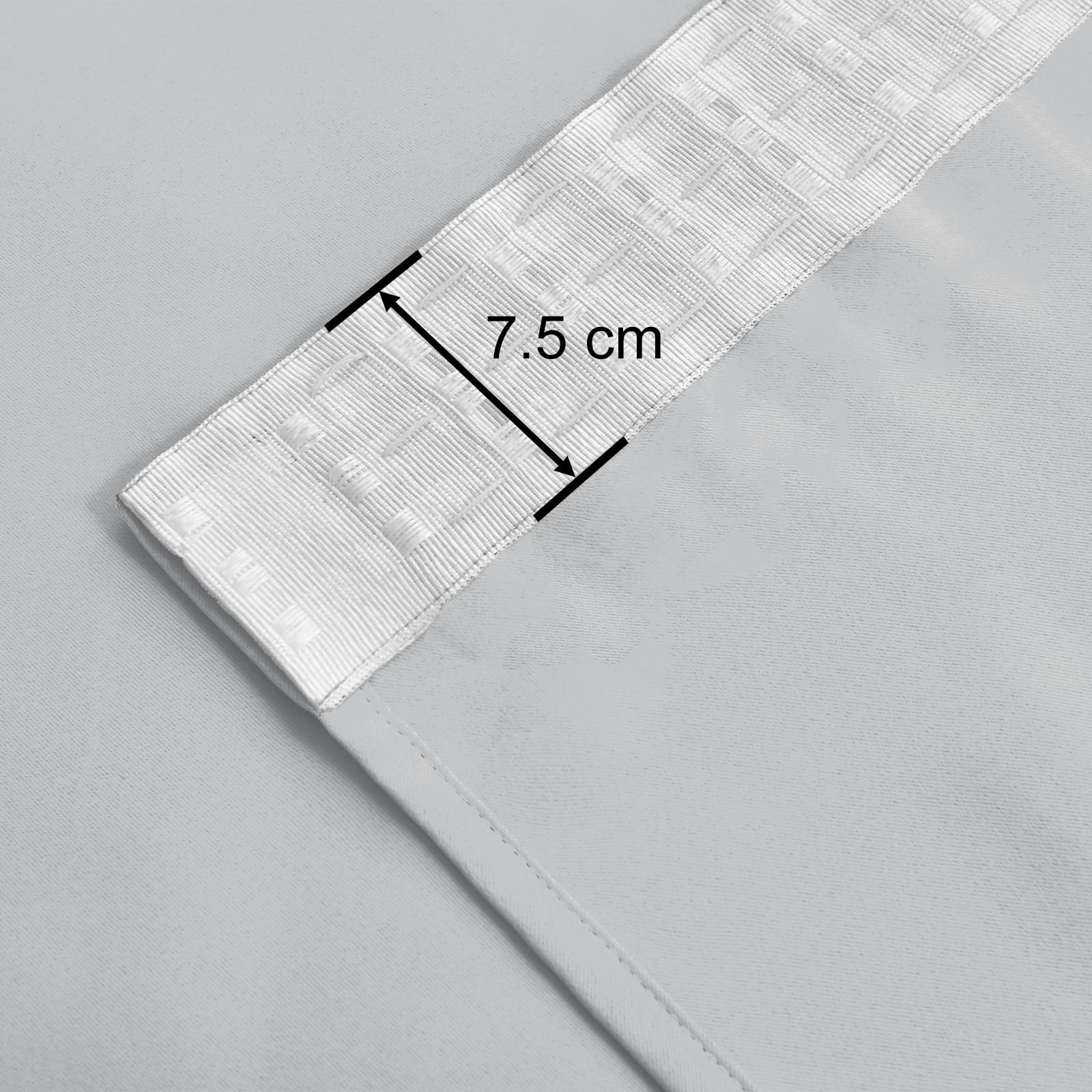 JIUZHEN Opaque Curtains Ruffle Tape Blackout Curtains Living Room Curtains Bedroom Thermal Curtain Silver Grey H 228 x W 117 cm Set of 2 - Image 4