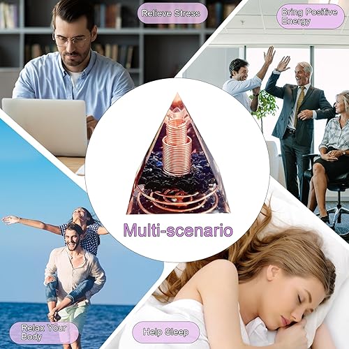 Miniatura 6 de Columna de Cristal Orgonta Pirámide, Pirámides de Curación de Cristal Orgón de Energía Positiva Obsidiana y Cuarzo Blanco, para Reducir el Estrés,