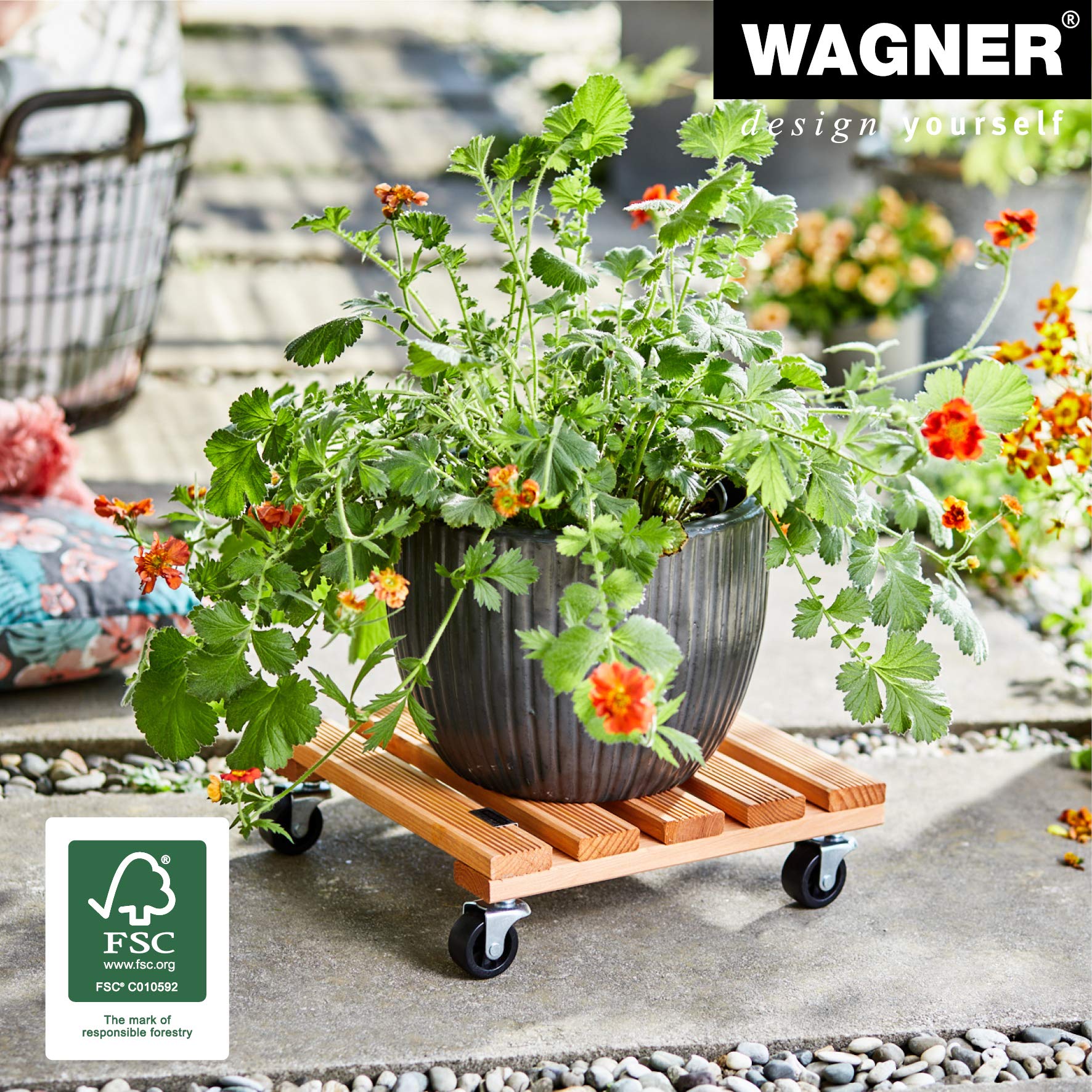 WAGNER Plantentrolley TOSCANA 38 X 10,5 Cm I Bloementrolley Voor Binnen Buiten Trolley Van Fsc Gecertificeerd Massief Hout Terracotta Draagvermogen 150 Kg Made In Eu 20016201 2928624389
