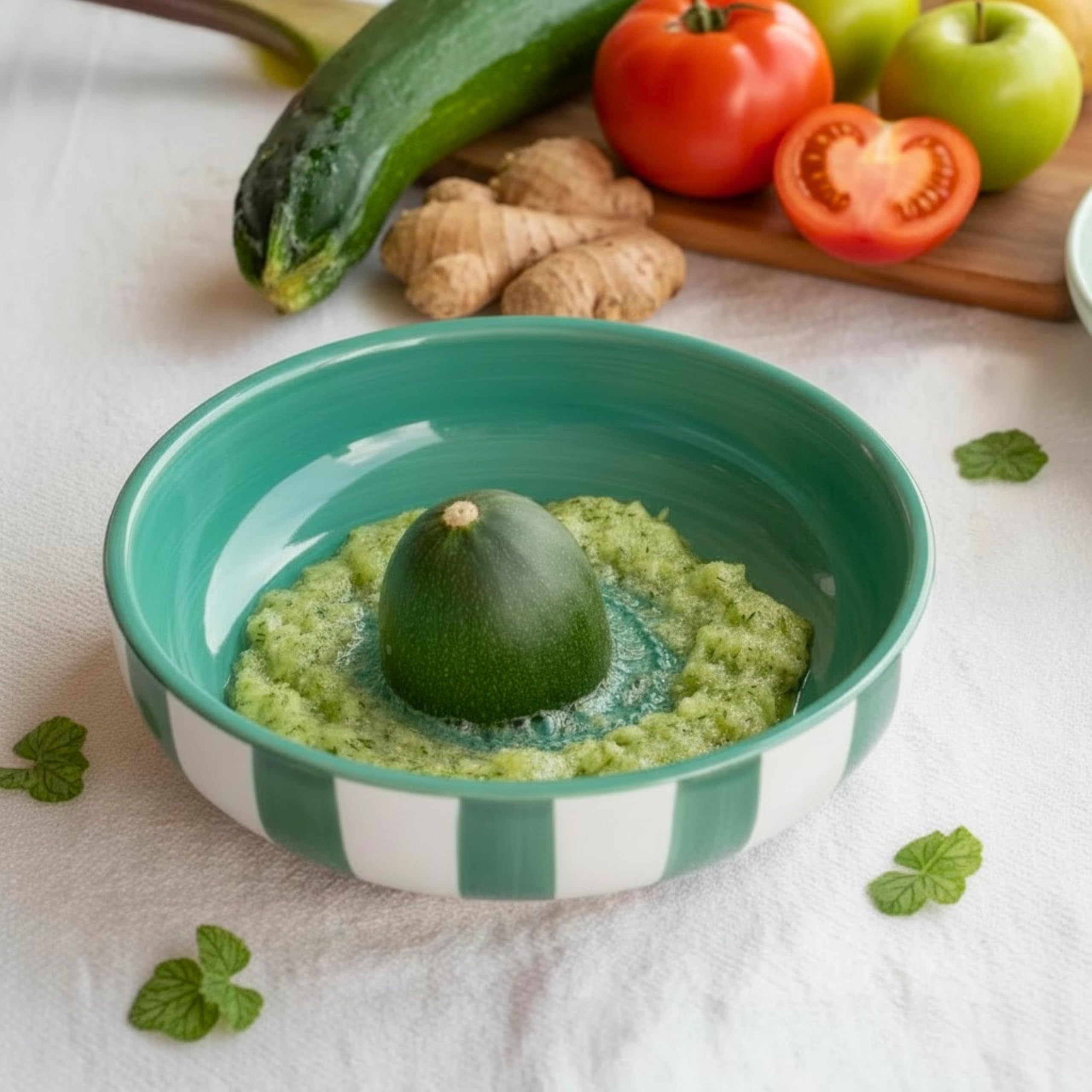 Assiette Rapeuse Ail Grand Model - Râpe en Céramique - Bol à Râper Gingembre, Parmesan et Légumes - Assiette Râpe Cuisine Multifonction - Maxi Format - Fabrication Artisanale (Jade & Blanc, 19cm)