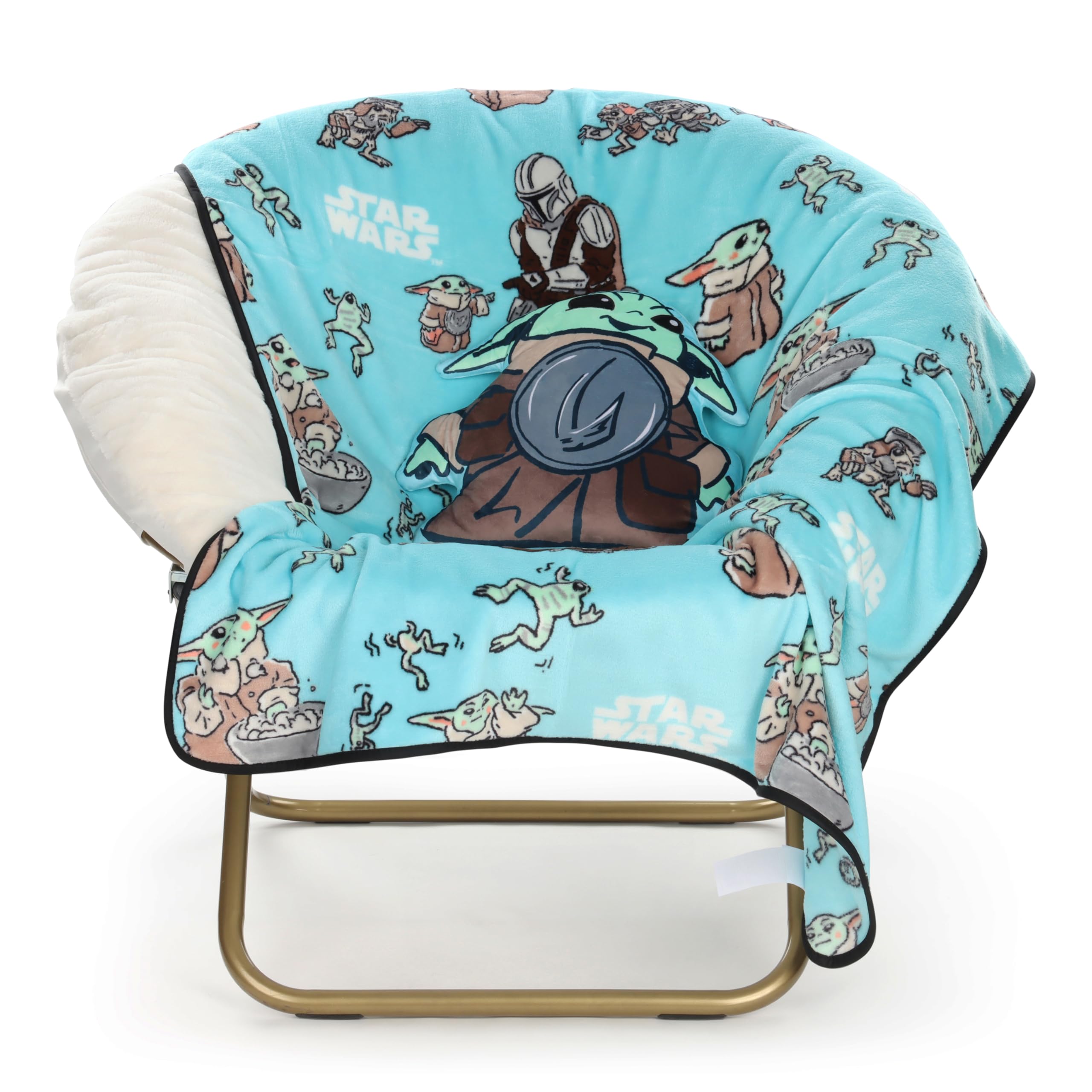 Jay Franco Kids Star Wars The Mandalorian Shaped Decorative Set – 30 cm Shaped Decorative Pillow & 100 x 130 cm Cosy Fleece Throw Blanket, Ultra-Soft Character Nap Set for Travel, Couch Décor, Multi