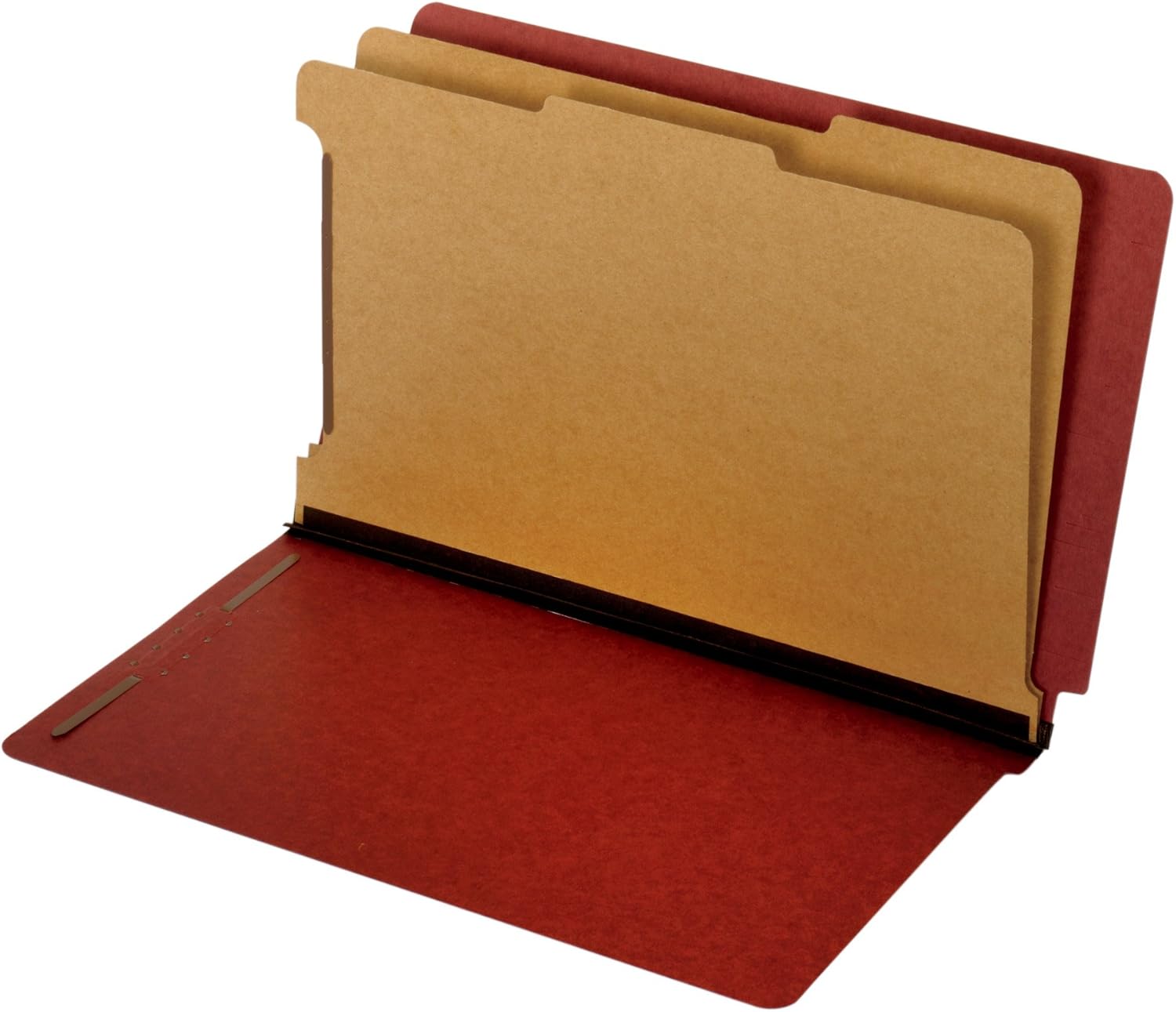 Globe-Weis/Pendaflex End Tab Classification Folders, 2 Dividers, 2-Inch Embedded Fasteners, Legal Size, Red, 10 Folders Per Box (39860)