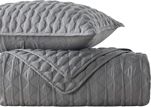 Miniatura 8 de WDCOZY Juego de ropa de cama de tamaño California California King de gran tamaño con fundas de almohada, color gris oscuro, ligera, suave, para