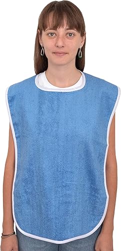 Miniatura 9 de Paquete de 6 baberos Elaine Karen Premium para adultos hombres mujeres tela de comer para ancianos y discapacitados ajustable protectores de ropa de