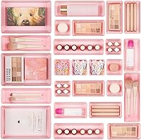 Vtopmart 25-Pack Clear Plastic Drawer Organizers, 4 Sizes Versatile Storage Bins for Bathroom Vanity, Kitchen Utensils, Makeup, Office Supplies