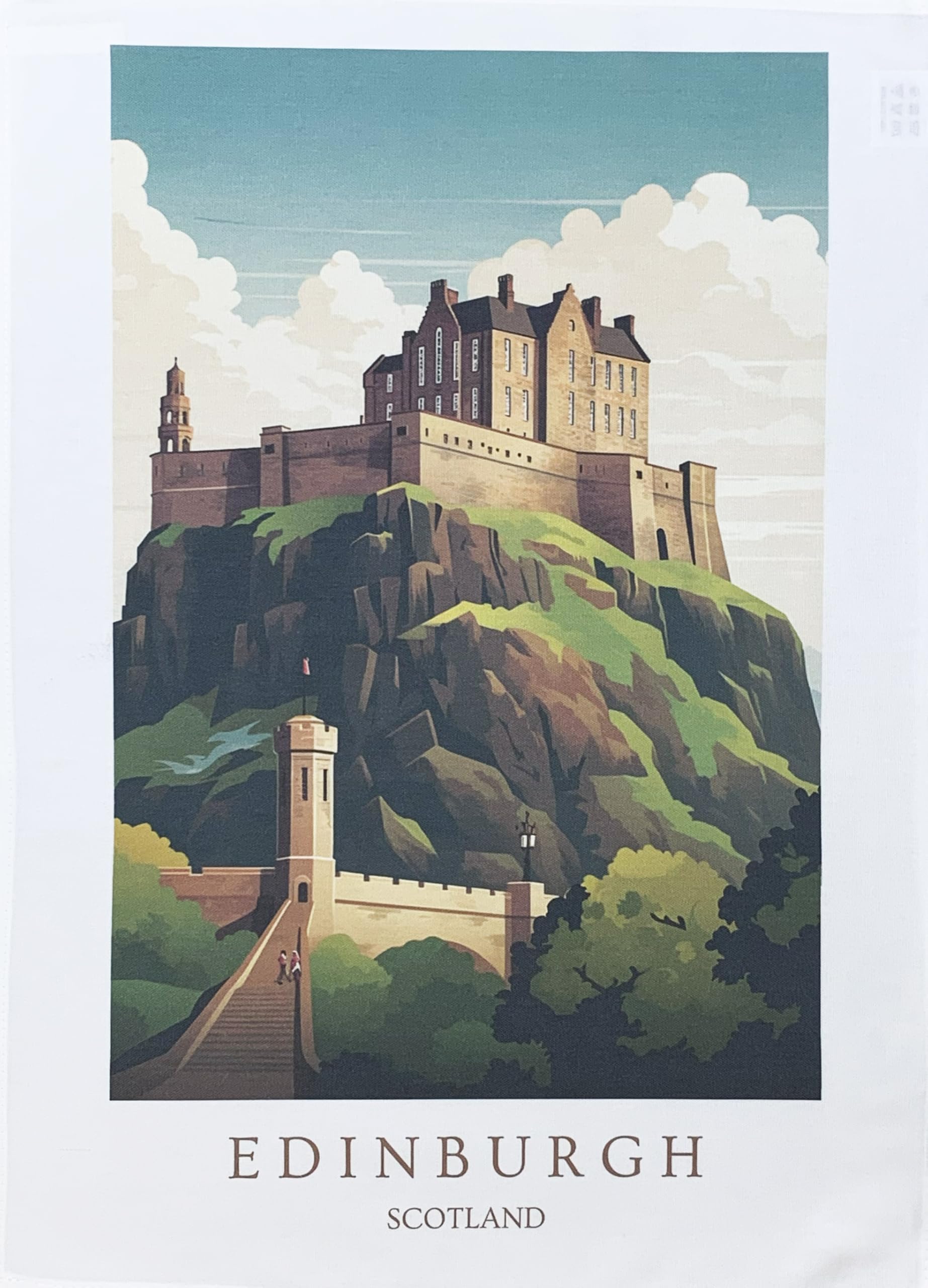 Half a Donkey Edinburgh Castle large cotton tea towel