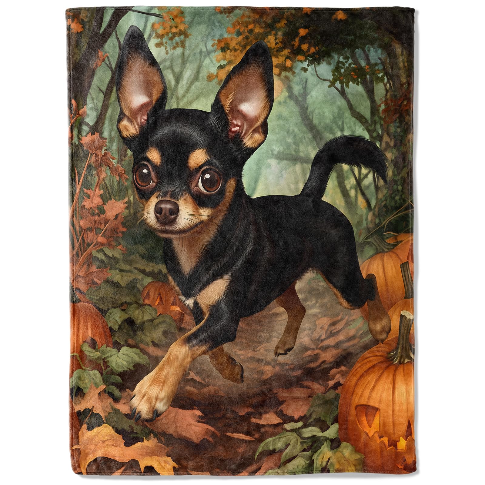 BIWOTU Cute Chihuahua Theme Flannel Blanket - Ultra Soft, Cozy, Lightweight Plush Throw for Adults - Warm, Fuzzy Blanket for Couch, Bed, Travel,