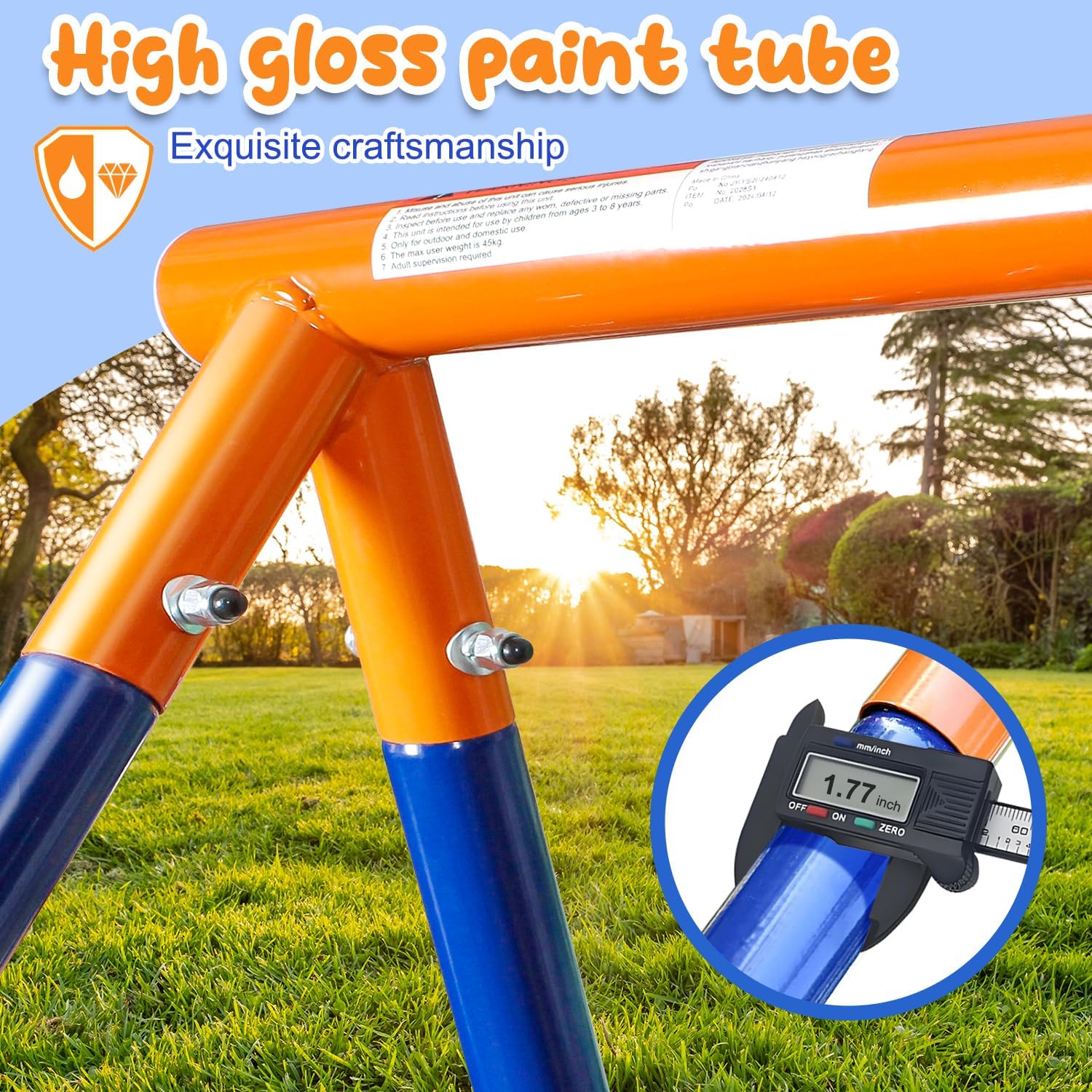 500lbs Heavy Duty Metal Swing Sets for Backyard, 2-in-1 Outdoor A-Frame with 32" Saucer Swing & 19" Belt Swing, Kids Swings Set with Stand